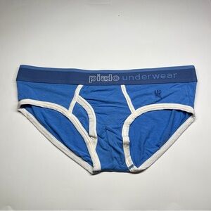 Blue Cotton Briefs with White Trim - Men's Underwear Piado